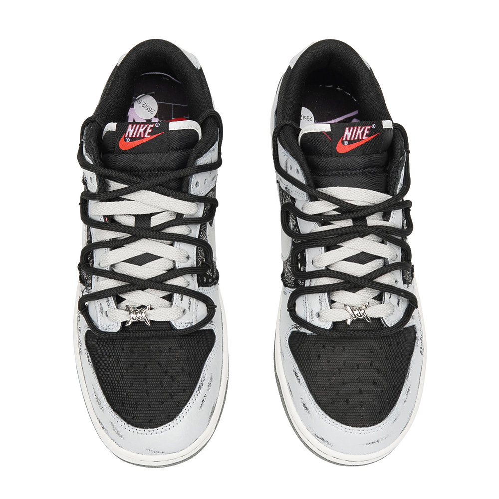 Nike Dunk Slip Resistant Abrasion Resistant Low top Skateboard Shoes Men"s Black Gray Silver