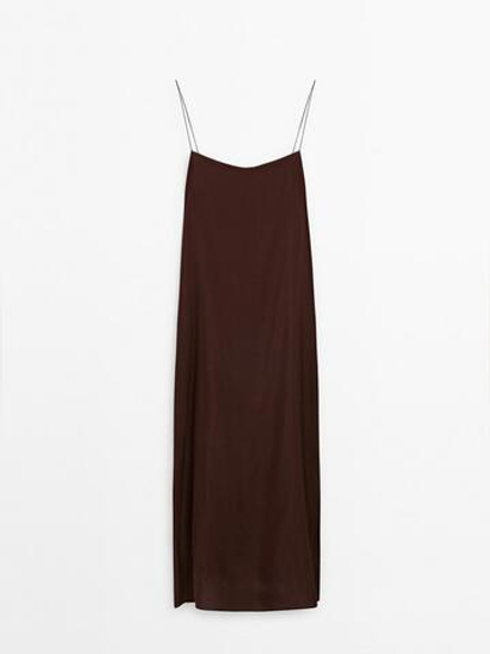 Massimo Dutti Полупрозрачное платье-миди - Limited Edition, бордо
