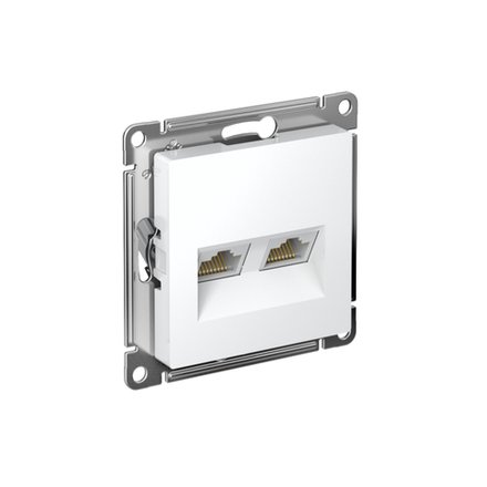 Розетка компьютерная 2-м AtlasDesign RJ45 кат.6A механизм бел. SE ATN000188