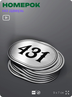 Номерок на дверь квартиры 431, для кабинета, офиса, шильдик 9 х 7 см, брашированная сталь, Айдентика Технолоджи
