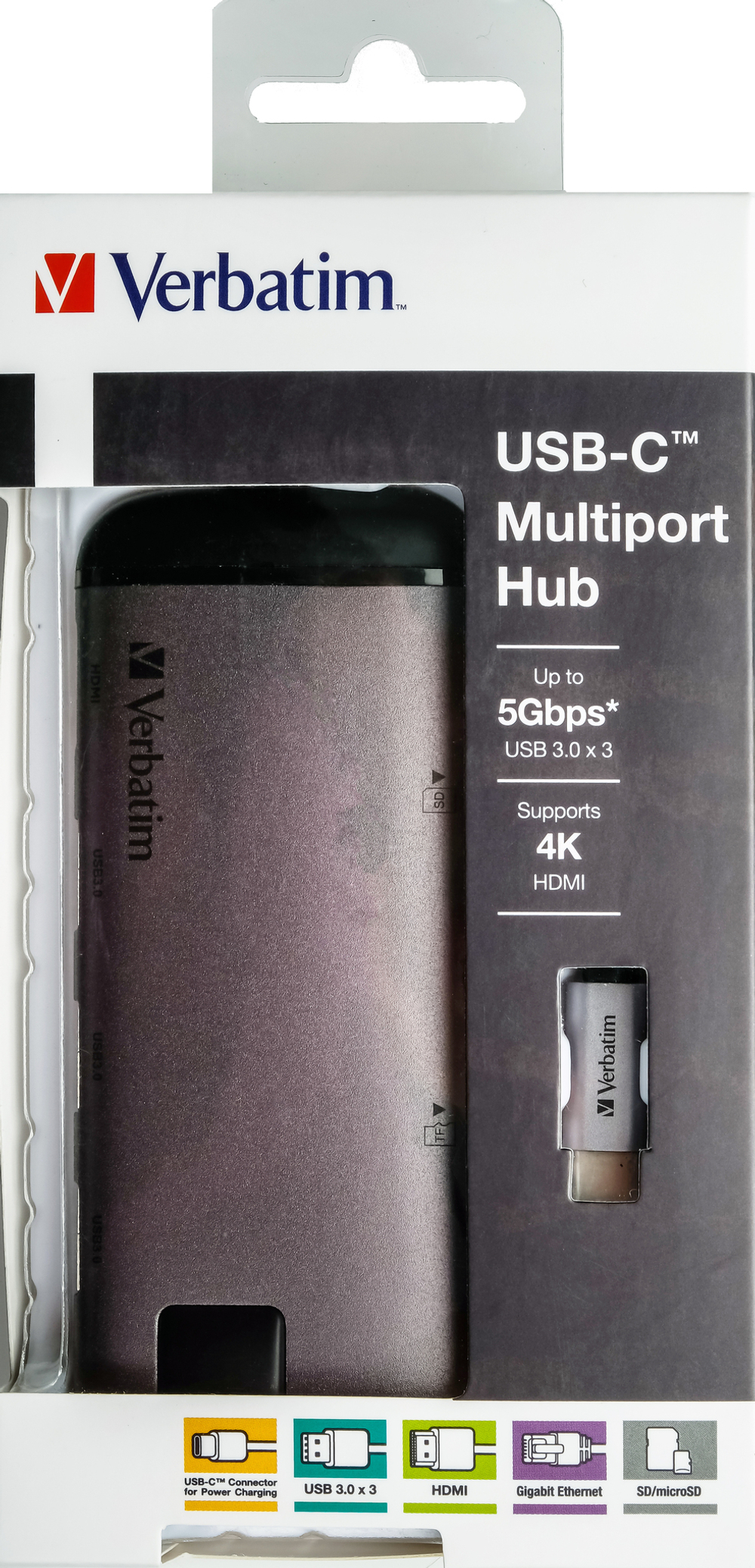 Многопортовый разветвитель Verbatim USB-C USB 3.0/HDMI/Gigabit Ethernet/SD/microSD