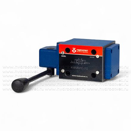 4WMM10J10 - Гидрораспределитель Ду 10 с ручным управлением, схема J (34), возврат - пружинный