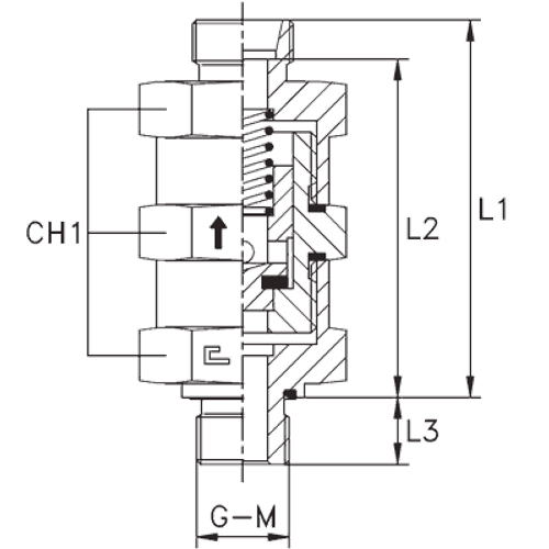 Клапан обратный с наружной резьбой DL18 BSP 1/2 впускной (корпус)