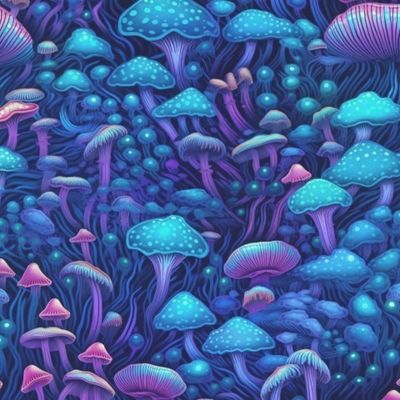 Светящиеся флуоресцентные грибы. Полотно для созерцания. Транс музыка.