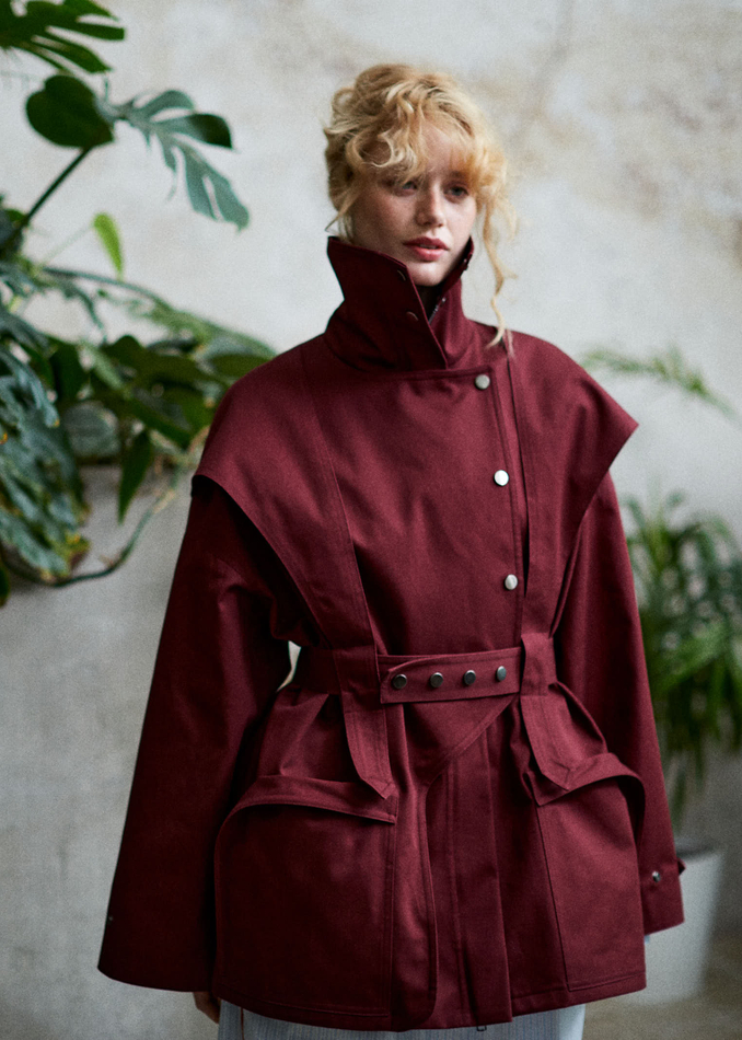 Тренч на молнии из хлопка Берберри бордо