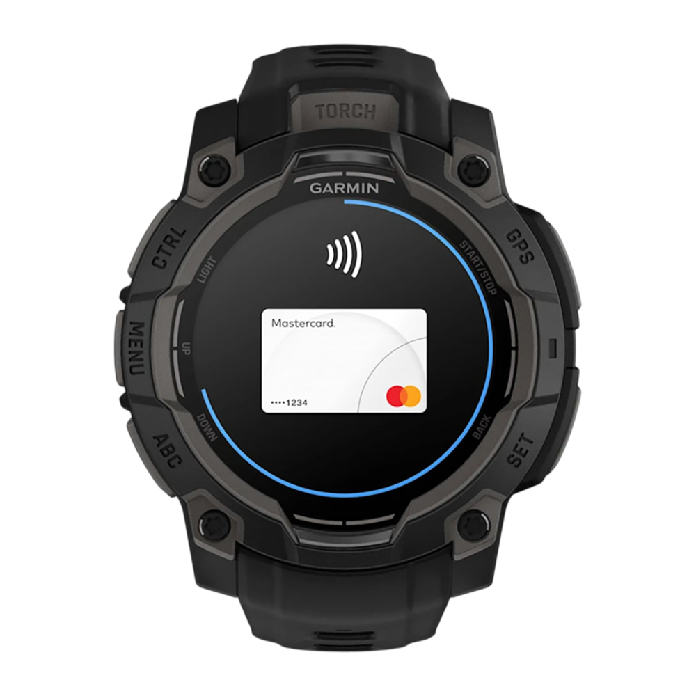 Спортивные часы Garmin Instinct 3, 45 мм, AMOLED, чёрный силиконовый ремешок Чёрный безель, AMOLED-дисплей. Ремешок с классической застёжкой — на запястье обхватом 137–204 мм