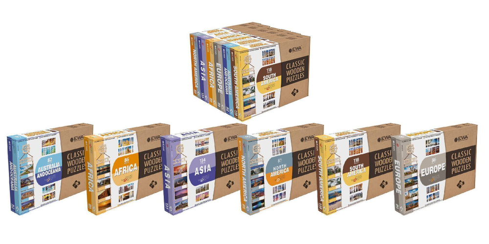 Деревянный пазл, двусторонний EWA Карта мира. Африка (70x18 см)