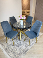 Круглый раздвижной стол "Лофт", луанда и стулья "Чикаго"