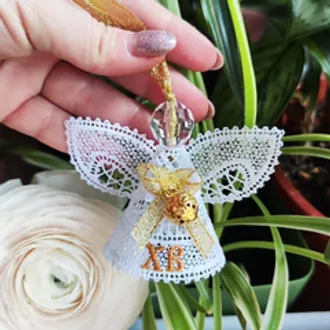 Ангел пасхальный Христос Воскрес с золотой лентой