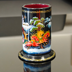 Стакан под ручки с карандашами "Тройка" (Ручная роспись Палех)