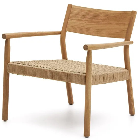 Кресло Yalia из массива дуба с натуральной отделкой и сиденьем из 100% веревки