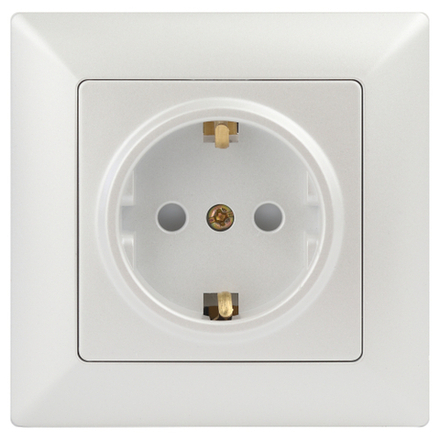 Розетка Intro Solo 4-206-06 с заземлением 2P+E Schuko со шторками 16А-250В IP20 СУ перламутр