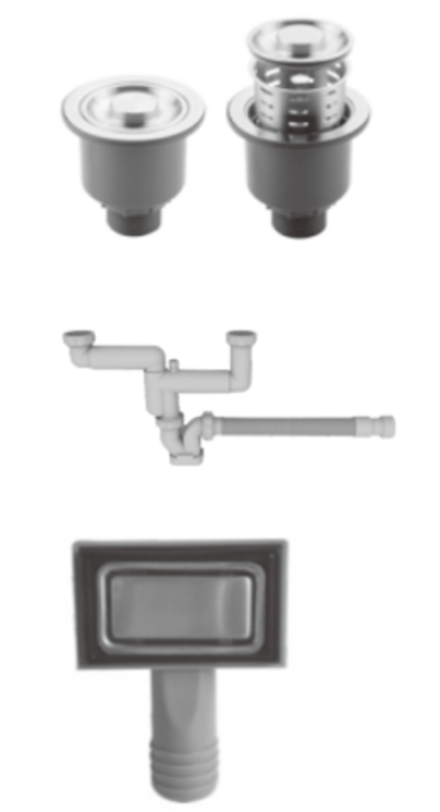 Rivelato Rinox Сифон двойной для мойки из нерж. стали, с переливом и корзинкой для мусора