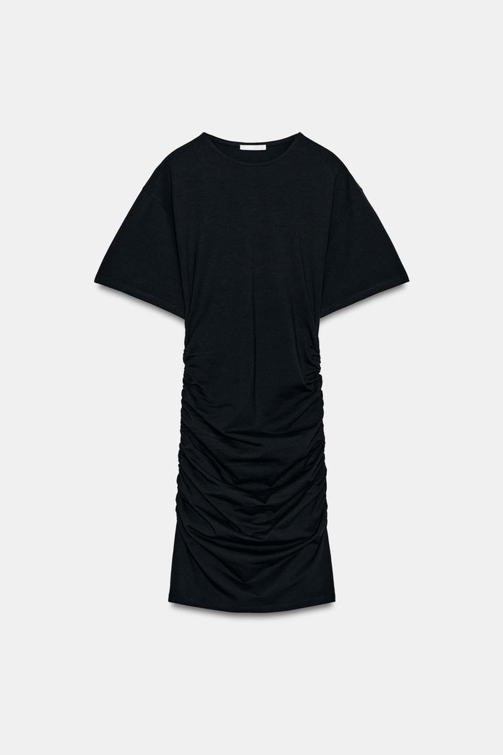 ZARA КОРОТКОЕ ПЛАТЬЕ СО СБОРКАМИ, ЧЕРНЫЙ