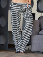 Домашние брючки свободного кроя (Размер: L) (Цвет: черный с белым)