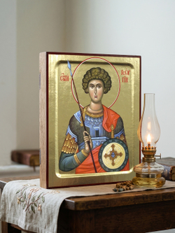 Икона Георгия Победоносца, великомученика (поясной) на дереве: 125 х 160 (Синопсисъ)
