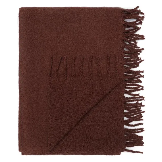 Плед мохеровый шоколадного цвета из коллекции essential, 130х180 см