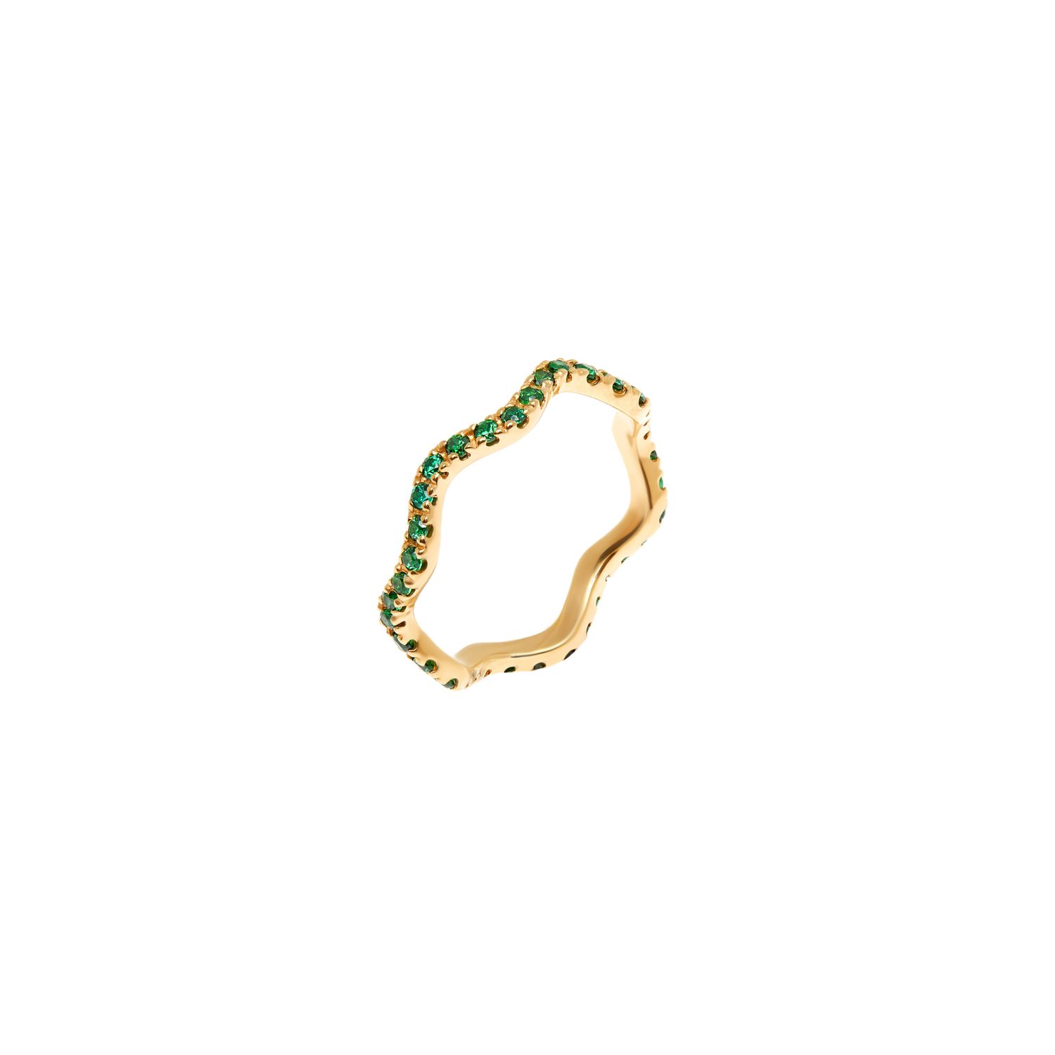 Кольцо Wave Pave Ring – Gold Green
