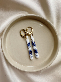 Серьги Гжель удлиненные