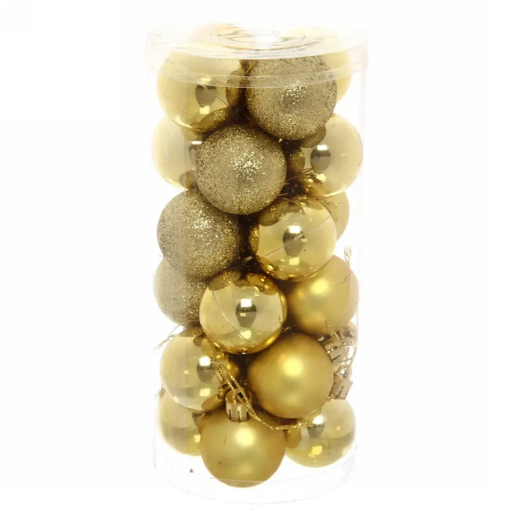 Новогодние шары 4 см (набор 24 шт) «Микс фактур», золото