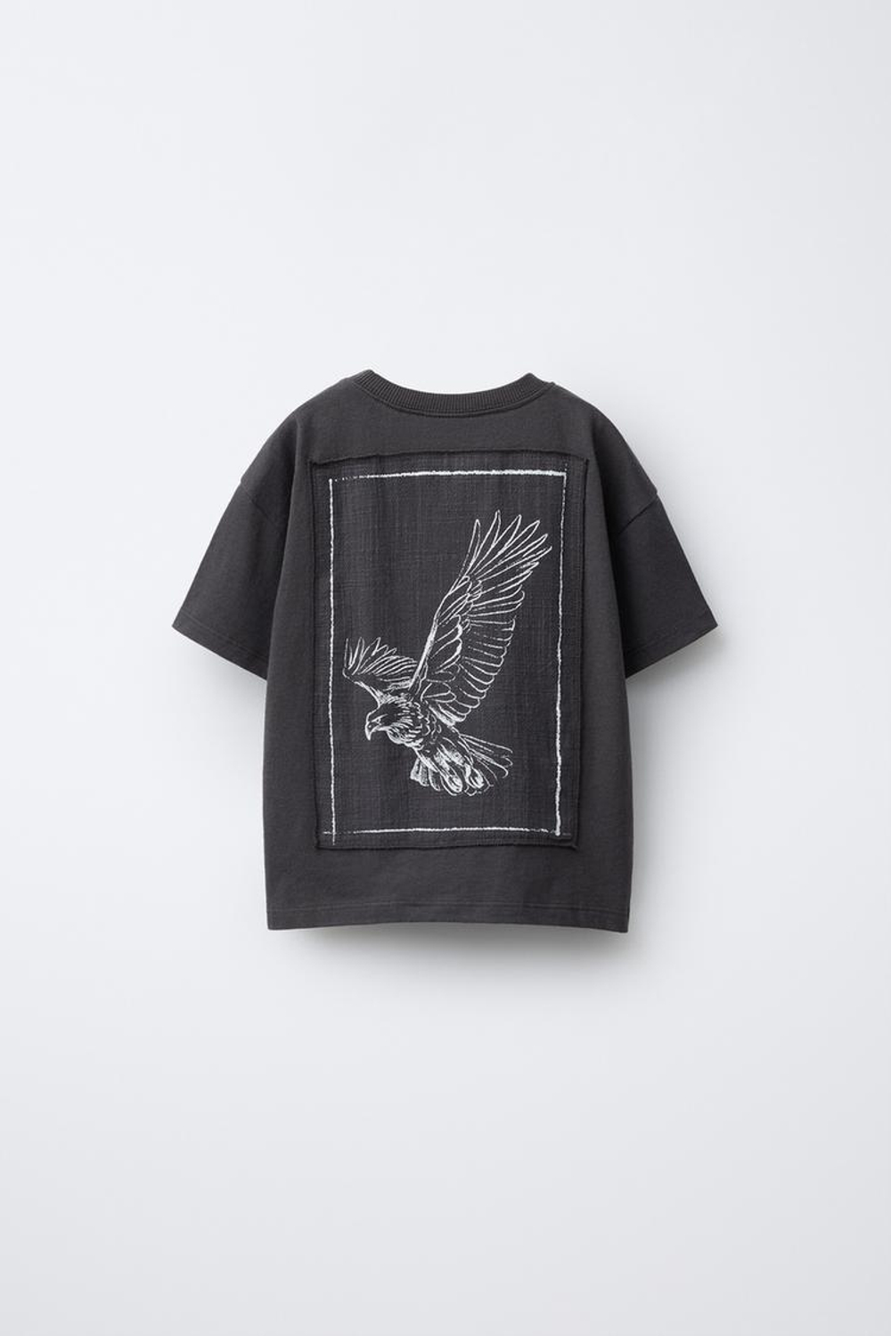 ZARA ФУТБОЛКА С ПРИНТОМ, АНТРАЦИТОВО-СЕРЫЙ