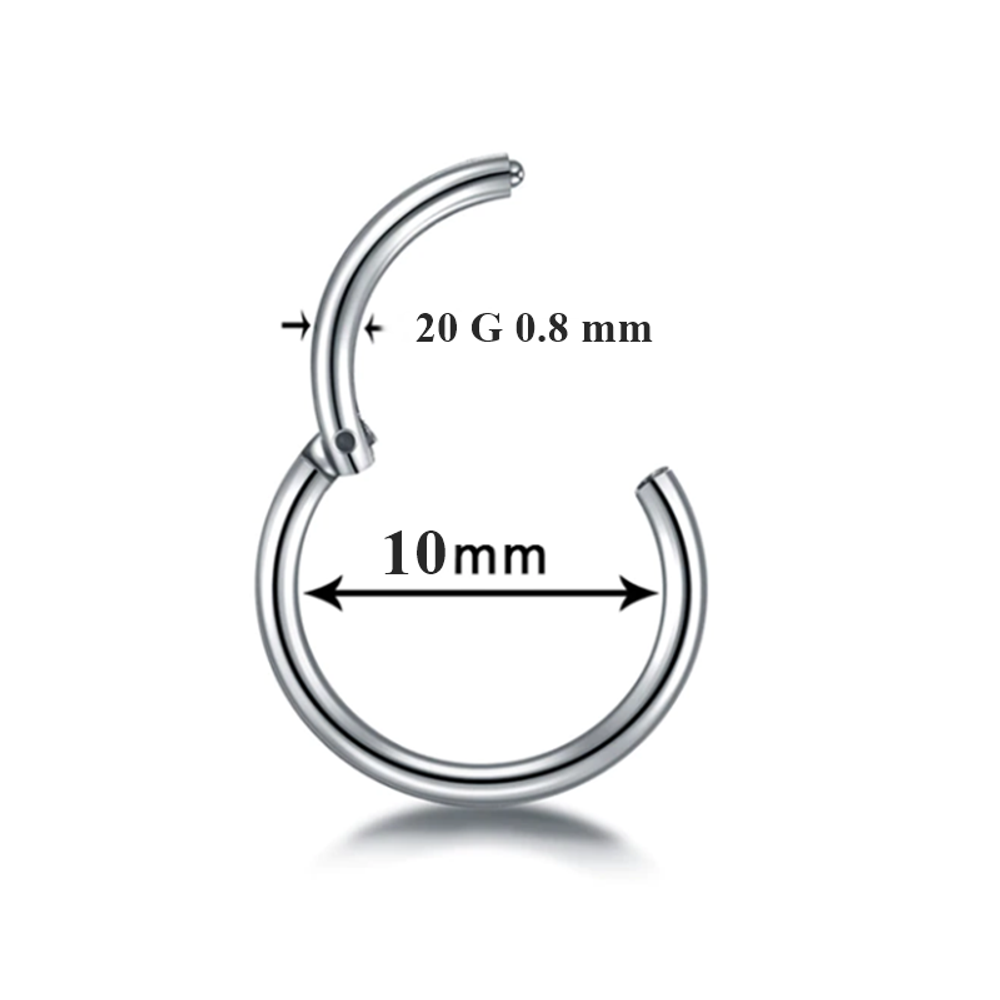 Кольцо-кликер с замком 10 мм толщиной 0,8 мм для пирсинга. Медицинская сталь