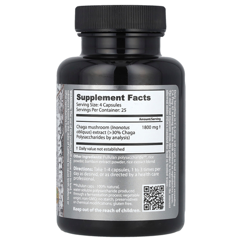 Dragon Herbs, дикая сибирская чага Chaga™, 450 мг, 100 капсул