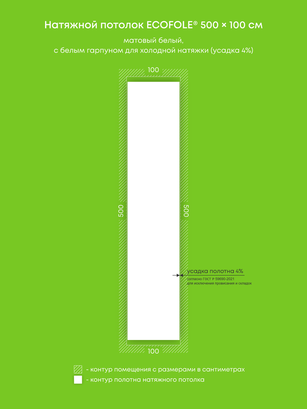 Матовый натяжной потолок 5 м2