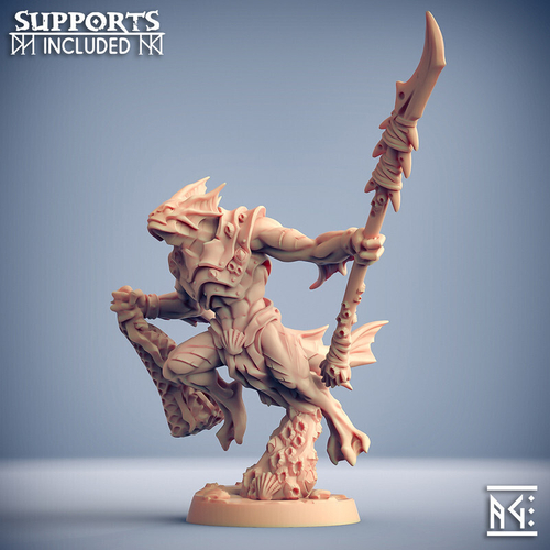 Сахуагин Воин Паладин Варвар Файтер Рыцарь миниатюра для dnd, днд, pathfinder, фентези, Настольная игра, НРИ, Варгейм, РПГ