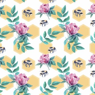 цветы шиповника с пчелками