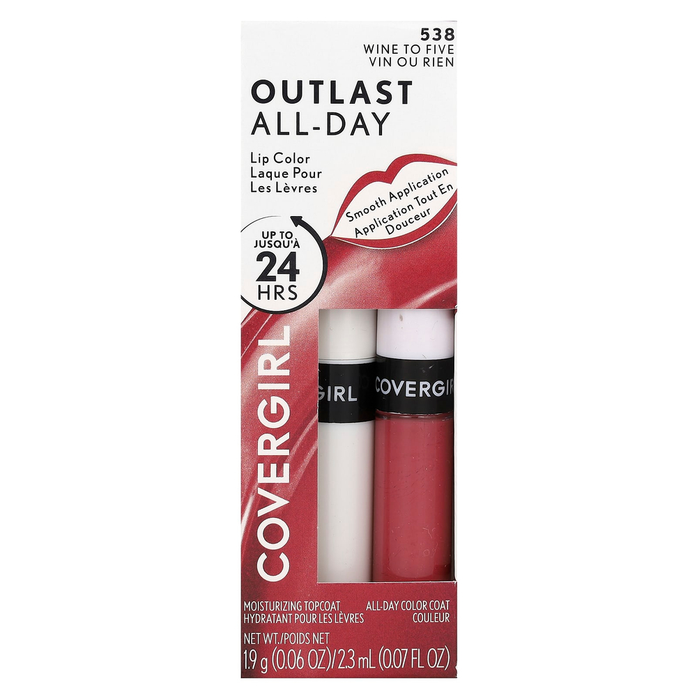 Covergirl, Outlast All-Day, краска для губ, 538 Wine To Five, набор из 2 предметов