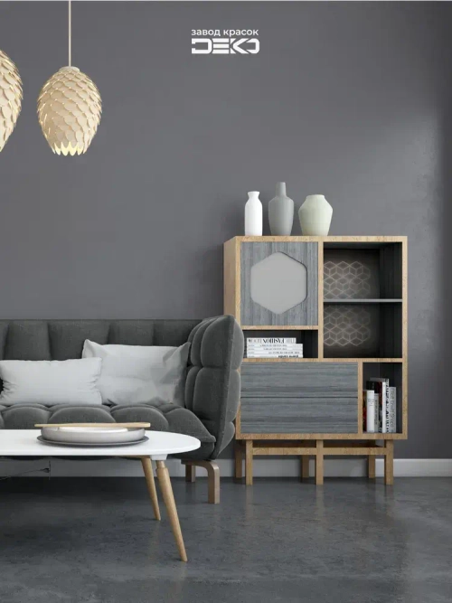 Краска для стен моющаяся DEKO ART интерьерная без запаха, графит 500гр