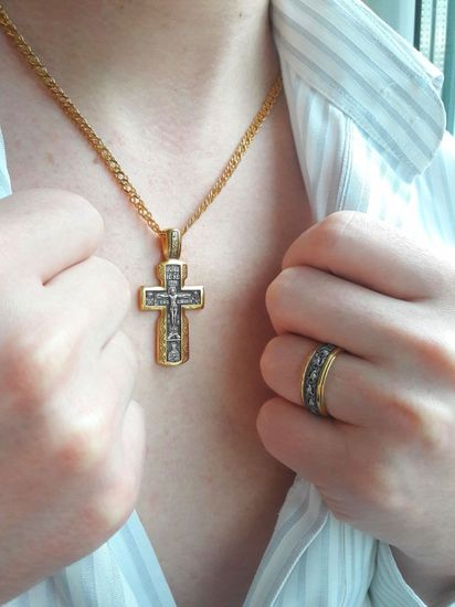 Серебряный крест с деисусом и Пантелеимоном. Фотография с размерами._4