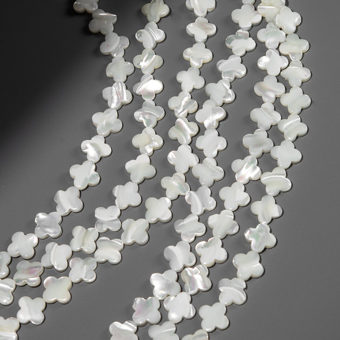 Перламутр морских ракушек, клеверы, 12,5мм, белый