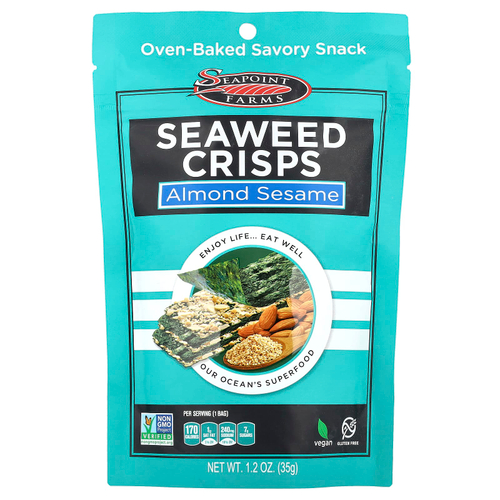 Seapoint Farms, чипсы из морских водорослей, миндаль и кунжут, 35 г (1,2 унции)