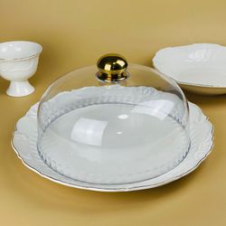 Lenardi 109-260 Блюдо 34х17см с крышкой КРОКУС ЗОЛОТО в под.уп.(х8)Фарфор