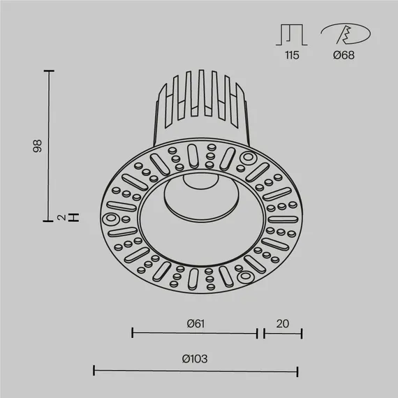 Встраиваемый светильник Омут / Dip 15 Вт 3000 К 50° Technical dl121-15w-3k-trs-b