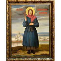 Параскева Кочнева Мученица. Икона на холсте. В раме 30 х 40 см.