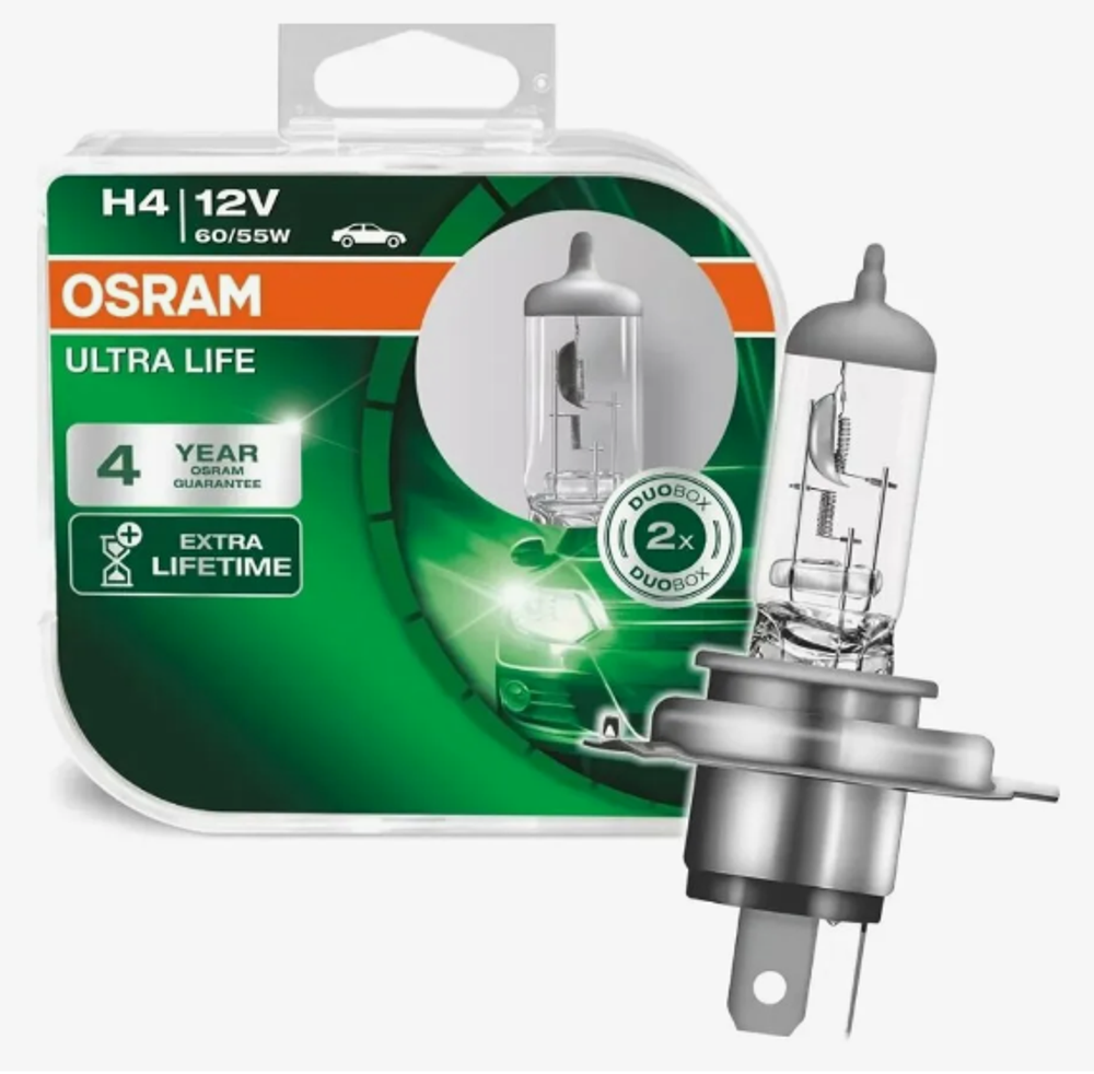 Автолампа H4 12V 60/55W P43t Osram  3200К ULTRA LIFE (64193ULT-HCB_ DuoBox)  к-т
