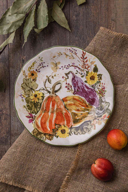Тарелка закусочная 23см Certified Int Осеннее утро Три вытянутые тыквы