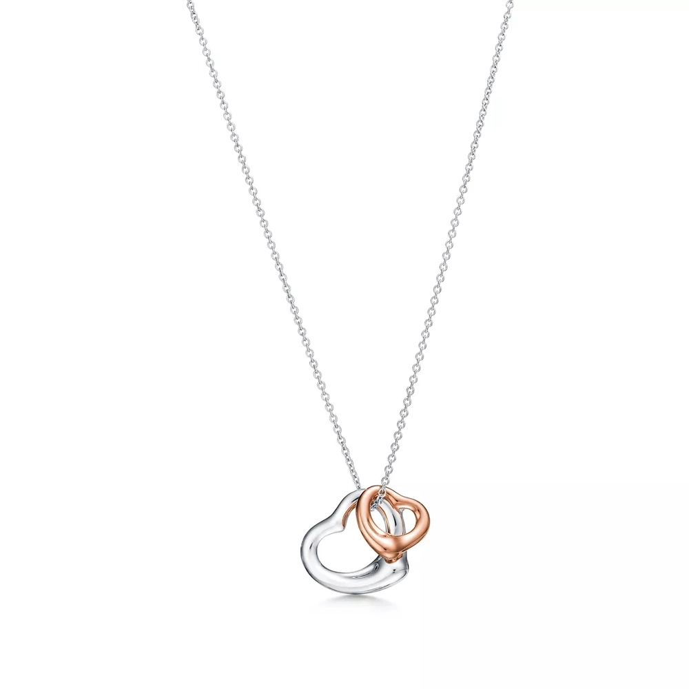 Подвеска из серебра и розового золота 18k,Tiffany 💠Open heart 16mm. Единственная в наличии