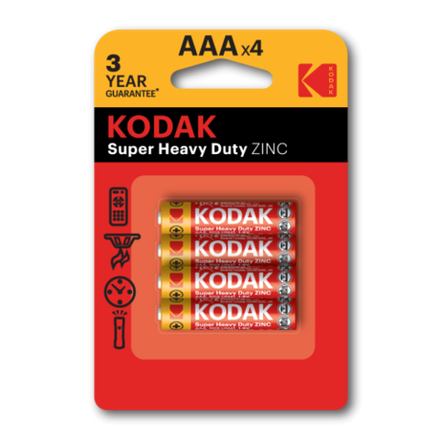 Батарейки Kodak R03-4BL SUPER HEAVY DUTY Zinc [K3AHZ-4]