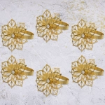 Набор колец для салфеток 6шт «Пуансеттия»4,5*4,5см, золото
