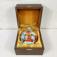 Коллекционный елочный шар с росписью Палех "Москва Златоглавая" в футляре