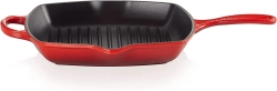 Le Creuset Чугунная сковорода-гриль диаметром 26 см вишневого цвета.