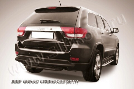 Защита заднего бампера (нержавейка) Jeep Grand Cherokee (2010-2013) d57+d57 (черный)