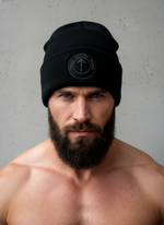 Шапка чёрная LEGENDA с серой руной вышивкой Тейваз