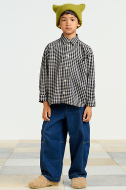 ZARA РУБАШКА В КЛЕТКУ, ЧЕРНЫЙ