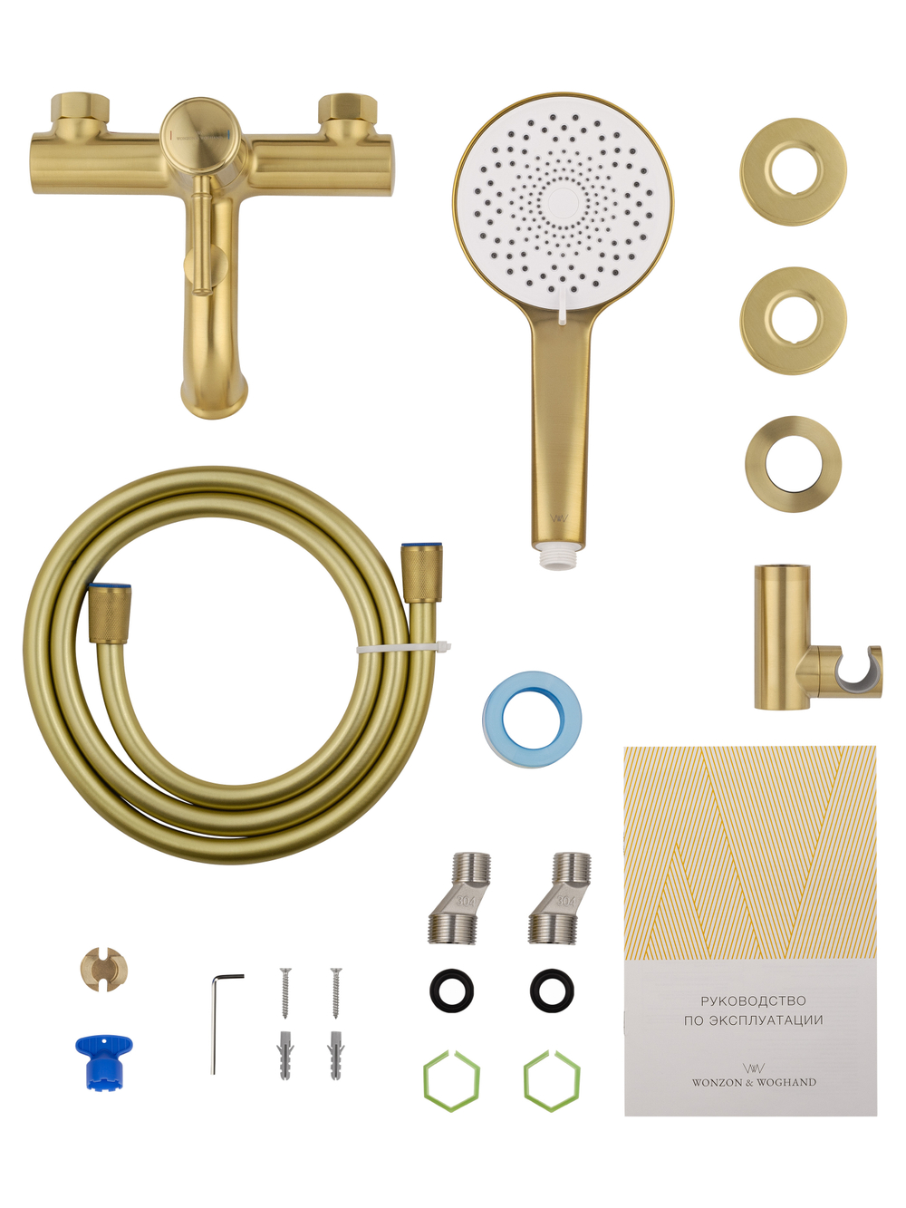 Смеситель для ванны с душем WONZON & WOGHAND TOR, Брашированное золото (WW-88037073-BG)
