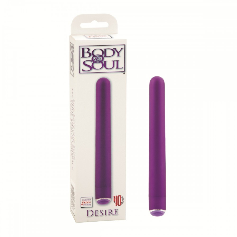 Фиолетовый гладкий вибромассажер Body & Soul Desire - 16 см.